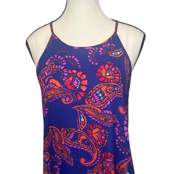 Everly Anthropologie Colorful PAISLEY FLORAL Flowy Polyester Tank Top Size Large - Picture 2 of 10